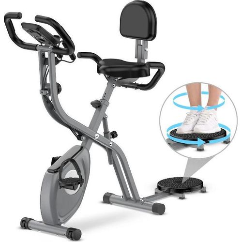 Heimtrainer - 3-in-1 klappbar - 10 Stufen Magnetwiderstand - LCD-Display - Taillen-Twist-Scheibe - Widerstandsbänder - bis 120 kg