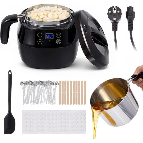 Elektrischer Wachsschmelzer - Schmelztopf 1 l - 220V EU - Ausgießer - Für Kerzenherstellung & Aromatherapie - Schwarz