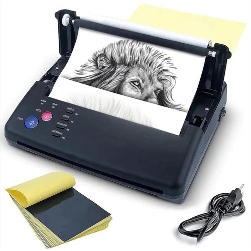 Tattoo-Transfermaschine - Thermo-Schablonen-Drucker & Kopierer - 220 V EU-Stecker - Mit 10 Blatt Thermotransferpapier - Schwarz