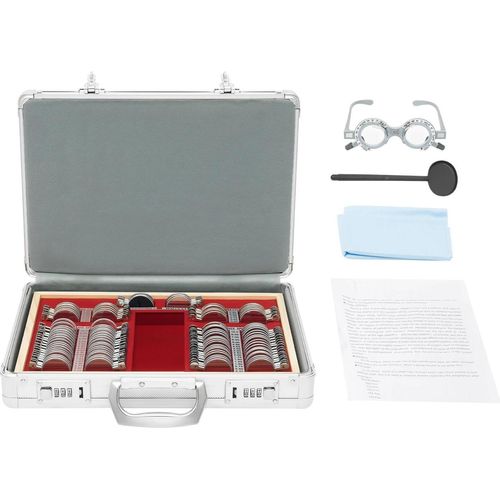 Optisches Probelinsen-Set - 104 Stück - Optometrie & Refraktion - Metall und Glas - Rechteckig - 2,8 kg - Silber