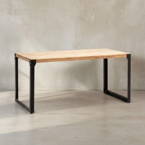 Esszimmertisch 180x90x76 cm Akazie Massivholz Metall Esstisch Industrial, Küchentisch mit Metallbeinen, Holztisch Groß, Speisetisch Esszimmer Rechteckig