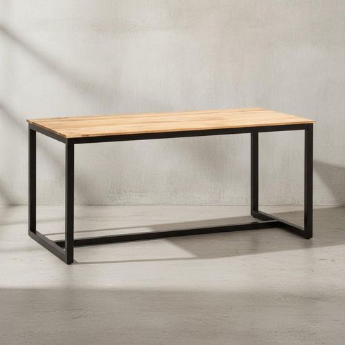 Esszimmertisch 180x90x76 cm Akazie Massivholz Metall Esstisch Loft-Style, Küchentisch mit Metallbeinen, Holztisch Industrial Groß, Speisetisch Esszimmer Rechteckig