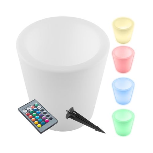 tectake® Leuchtzylinder, als Sektkühler mit LED-Beleuchtung, 12 W, mit Fernbedienung und Leuchtmittel, 38 x 40 cm, inkl. Erdspieß