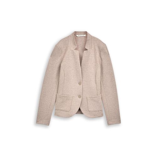 TOM TAILOR Damen Slim Fit Blazer mit Ottoman Struktur, braun, Meliert, Gr. L