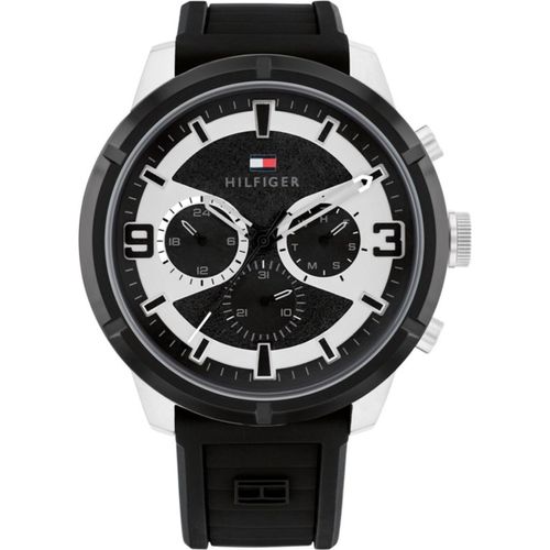 Tommy Hilfiger Herren Uhr mit mehreren Zifferblättern, Schwarz