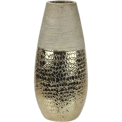 Dekovase I.GE.A. "Blumenvase", braun, B:14cm H:31cm, Keramik, Vasen, Dekovase Zylindervase silber weiß glänzend Blumenvase Modern Tischvase