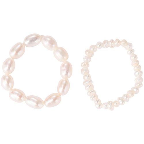 Ring-Set FIRETTI "Multipack Schmuck Geschenk Damenring Zugband Süßwasserzuchtperle", weiß, Fingerringe, Damen, 4 g, Perlen, Made in Germany - mit Süßwasserzuchtperle