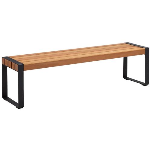 Ambia Garden Gartenbank, Schwarz, Teak, Holz, Metall, Eukalyptusholz, vollmassiv, 3-Sitzer, 170x45x41 cm, Gartenmöbel, Gartenbänke