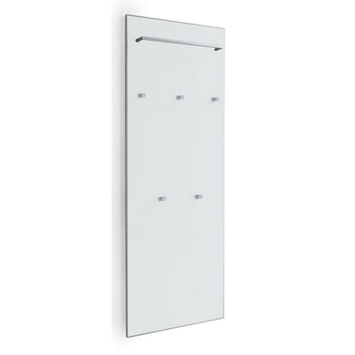 Garderobenpaneel Santina, Weiß, Glas, Holzwerkstoff, 60x170x10 cm, Goldenes M, Made in Germany, DGM-Klimapakt, Aufhängemöglichkeit, Garderobe, Garderobenpaneele, Garderobenpaneele
