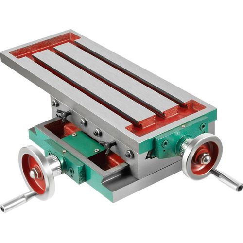 Mini Frästisch - XY-Kreuztisch - Verfahrweg X 23 cm - Verfahrweg Y 11 cm - 10T T-Nut-Schraube - Lochabstand 17,5×15 cm - Manuell, horizontal - Rot