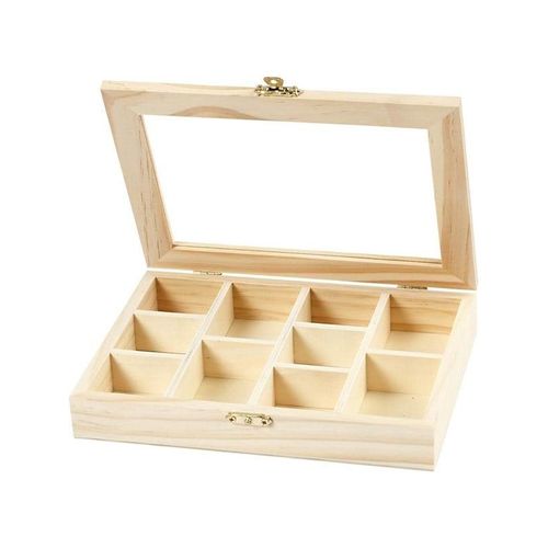 Creativ Company Wooden Box with Glass Lid and 10 compartments