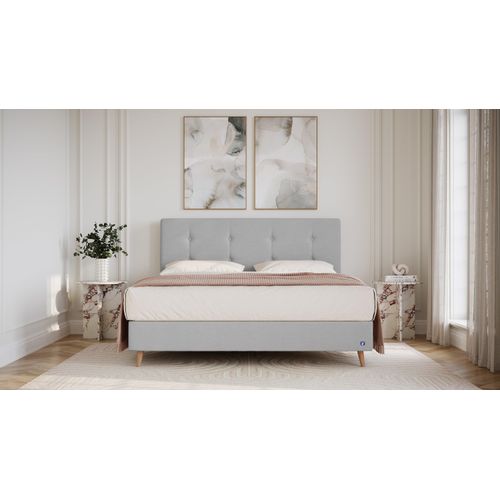 BRUNO Boxspringbett Prestige 140x200cm in Hellgrau | 6 Farben & 4 Kopfteile wählbar | Luxus 27 cm Pulse-Latex-Matratze | Made in Germany