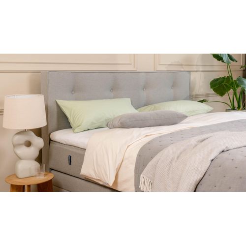 BRUNO Boxspringbett Premium mit Bettkasten 200x200cm in Hellgrau | Matratzen-Härtegrad: Links H3 / Rechts H2 | extra viel Stauraum & individuell konfi