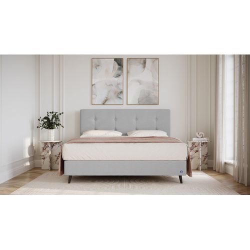 BRUNO Boxspringbett Prestige 200x200cm in Hellgrau | 6 Farben & 4 Kopfteile wählbar | Luxus 27 cm Pulse-Latex-Matratze | Made in Germany