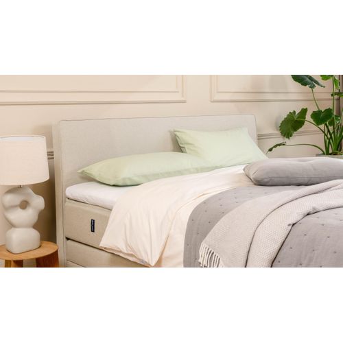 BRUNO Boxspringbett Premium mit Bettkasten 200x200cm in Beige | Matratzen-Härtegrad: Links H2 / Rechts H3 | extra viel Stauraum & individuell konfigur