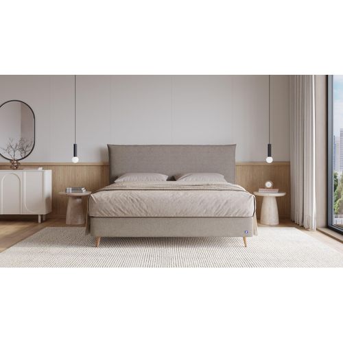 BRUNO Boxspringbett Prestige 180x200cm in Taupe Grau-Beige | 6 Farben & 4 Kopfteile wählbar | Luxus 27 cm Pulse-Latex-Matratze | Made in Germany
