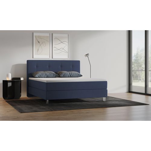 BRUNO Boxspringbett Premium 180x200cm in Blau | Matratzen-Härtegrad: Links H2 / Rechts H3 | mehrfach ausgezeichnet in Design & Qualität