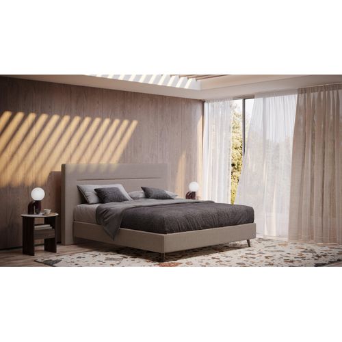 BRUNO Boxspringbett Prestige 140x200cm in Taupe Grau-Beige | 6 Farben & 4 Kopfteile wählbar | Luxus 27 cm Pulse-Latex-Matratze | Made in Germany