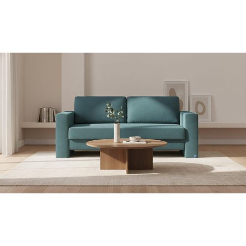 BRUNO Schlafsofa 160cm in Petrol | stabiles Massivholz & Boxspringkomfort