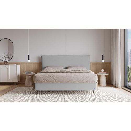 BRUNO Boxspringbett Prestige 140x200cm in Hellgrau | 6 Farben & 4 Kopfteile wählbar | Luxus 27 cm Pulse-Latex-Matratze | Made in Germany