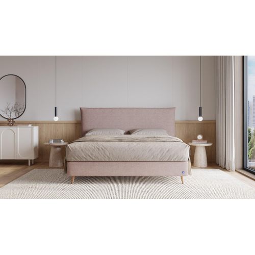 BRUNO Boxspringbett Prestige 140x200cm in Blush Rosa | 6 Farben & 4 Kopfteile wählbar | Luxus 27 cm Pulse-Latex-Matratze | Made in Germany
