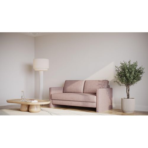 BRUNO Schlafsofa 140cm in Blush Rosa | stabiles Massivholz & Boxspringkomfort
