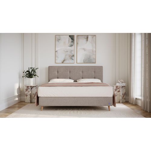 BRUNO Boxspringbett Prestige 200x200cm in Taupe Grau-Beige | 6 Farben & 4 Kopfteile wählbar | Luxus 27 cm Pulse-Latex-Matratze | Made in Germany