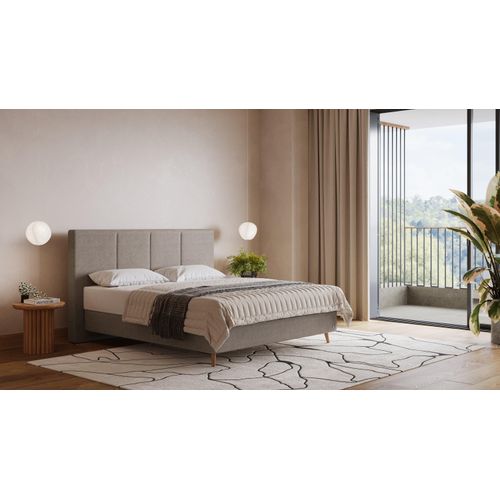 BRUNO Boxspringbett Prestige 200x200cm in Taupe Grau-Beige | 6 Farben & 4 Kopfteile wählbar | Luxus 27 cm Pulse-Latex-Matratze | Made in Germany