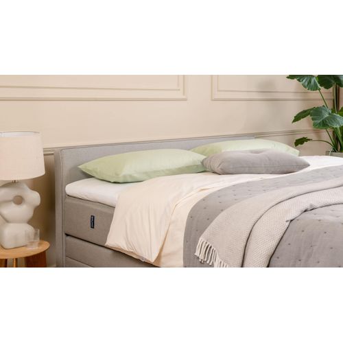 BRUNO Boxspringbett Premium mit Bettkasten 180x200cm in Hellgrau | Matratzen-Härtegrad: Links H2 / Rechts H3 | extra viel Stauraum & individuell konfi