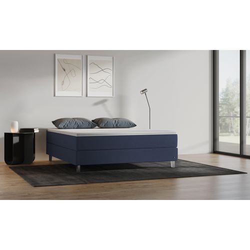 BRUNO Boxspringbett Premium 140x200cm in Blau | Matratzen-Härtegrad: Links H2 / Rechts H3 | mehrfach ausgezeichnet in Design & Qualität