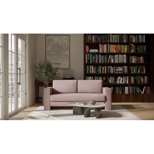 BRUNO Schlafsofa 140cm in Blush Rosa | stabiles Massivholz & Boxspringkomfort