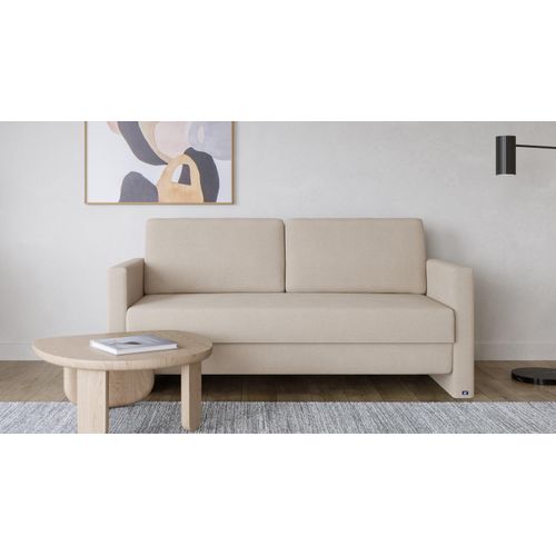 BRUNO Schlafsofa 160cm in Beige | stabiles Massivholz & Boxspringkomfort