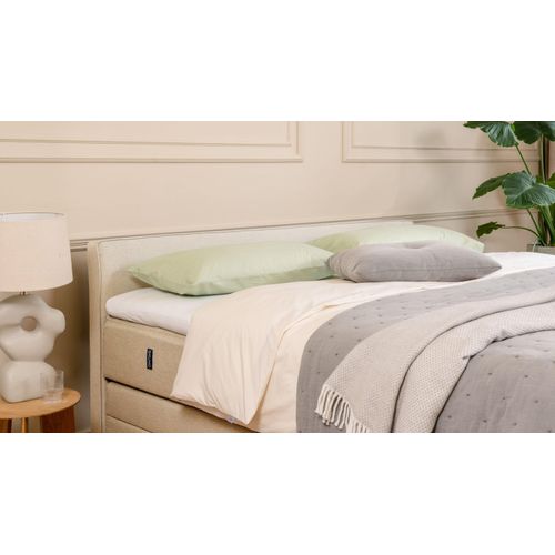 BRUNO Boxspringbett Premium mit Bettkasten 200x200cm in Beige | Matratzen-Härtegrad: Links H2 / Rechts H3 | extra viel Stauraum & individuell konfigur