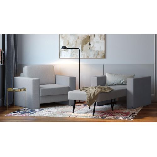 BRUNO Schlafsessel 70cm in Hellgrau | praktische Größe | stabiles Massivholz & Boxspringkomfort