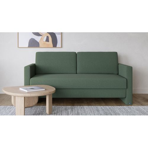 BRUNO Schlafsofa 140cm in Grün | stabiles Massivholz & Boxspringkomfort
