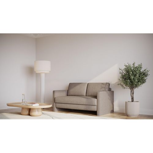 BRUNO Schlafsofa 140cm in Taupe Grau-Beige | stabiles Massivholz & Boxspringkomfort
