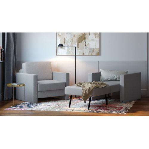 BRUNO Schlafsessel 70cm in Hellgrau | praktische Größe | stabiles Massivholz & Boxspringkomfort