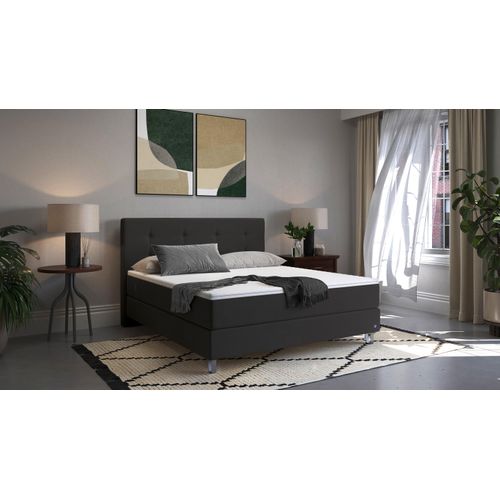 BRUNO Boxspringbett Premium 140x200cm in Schwarz | Matratzen-Härtegrad: Links H2 / Rechts H3 | mehrfach ausgezeichnet in Design & Qualität