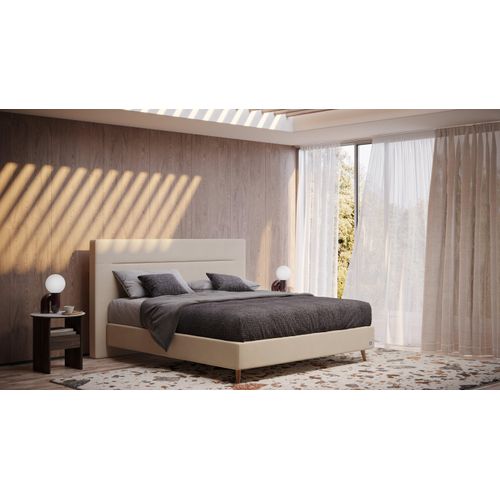 BRUNO Boxspringbett Prestige 140x200cm in Beige | 6 Farben & 4 Kopfteile wählbar | Luxus 27 cm Pulse-Latex-Matratze | Made in Germany