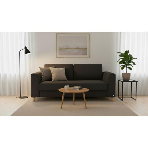 BRUNO Schlafsofa 140cm in Schwarz | stabiles Massivholz & Boxspringkomfort
