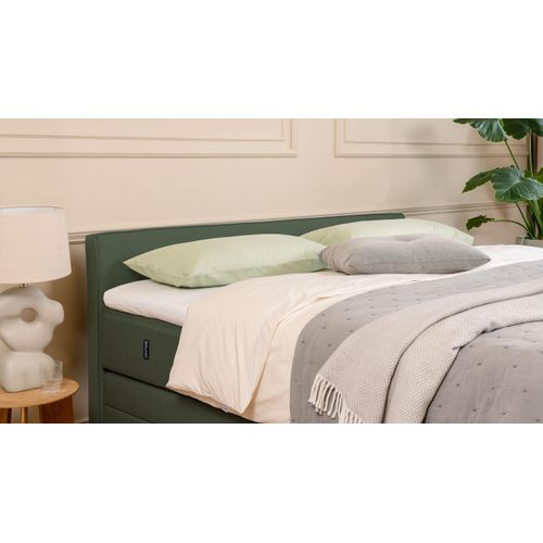 BRUNO Boxspringbett Premium mit Bettkasten 160x200cm in Grün | Matratzen-Härtegrad: Links H2 / Rechts H3 | extra viel Stauraum & individuell konfiguri