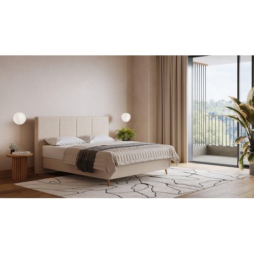 BRUNO Boxspringbett Prestige 200x200cm in Ecru Creme | 6 Farben & 4 Kopfteile wählbar | Luxus 27 cm Pulse-Latex-Matratze | Made in Germany