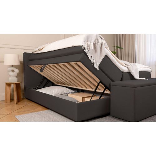 BRUNO Boxspringbett Premium mit Bettkasten 200x200cm in Schwarz | Matratzen-Härtegrad: Links H3 / Rechts H3 | extra viel Stauraum & individuell konfig