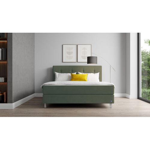 BRUNO Boxspringbett Premium 160x200cm in Grün | Matratzen-Härtegrad: Links H3 / Rechts H3 | mehrfach ausgezeichnet in Design & Qualität