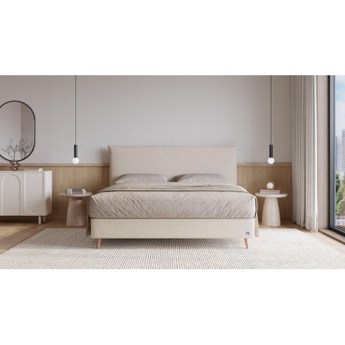 BRUNO Boxspringbett Prestige 200x200cm in Ecru Creme | 6 Farben & 4 Kopfteile wählbar | Luxus 27 cm Pulse-Latex-Matratze | Made in Germany