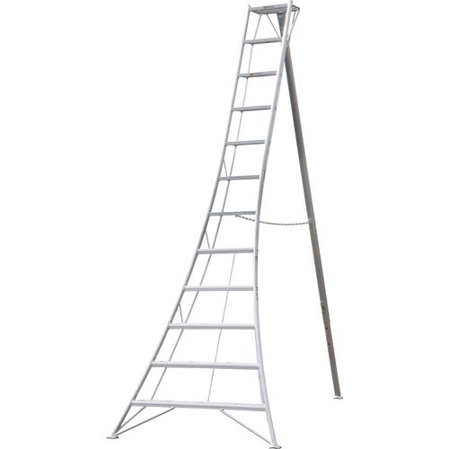 Vielzweckleiter NIWAKI, weiß (silberfarben), B:147cm H:360cm, Aluminium, Leitern, Gartenleiter, gleicht Unebenheiten im Gelände aus