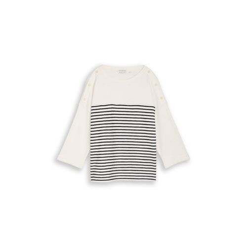TOM TAILOR Damen Langarmshirt mit Streifenmuster, weiß, Gestreift, Gr. M