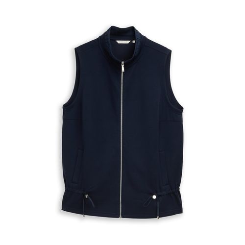 TOM TAILOR Damen Plus Size - Scuba Sweatweste mit Stehkragen, blau, Uni, Gr. 52