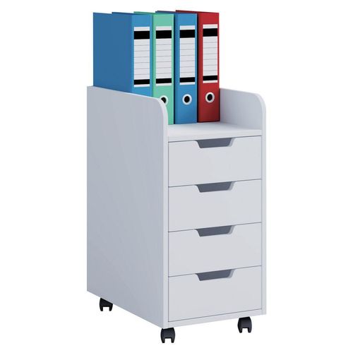 Mid.you Rollcontainer , Weiss , Holzwerkstoff , 4 Schublade(n) Schubladen , 33x65x40 cm , Büromöbel, Container, Rollcontainer