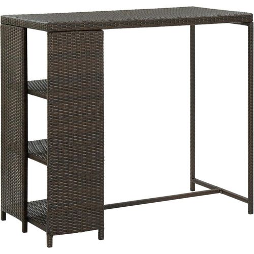 vidaXL Bartisch mit Regal Braun 120x60x110 cm Poly Rattan - Stehtisch - Stehtische - Kneipentisch - Kneipentische